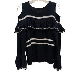 Cato Ruffle Detail Cold Shoulder Sweater